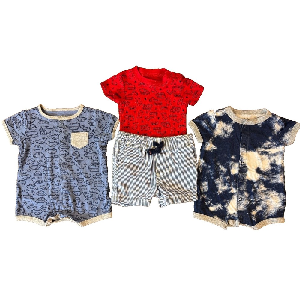 Carters Baby Boy 3 Months Summer Rompers Outfits Clothes Lot Shorts Shirt Cars